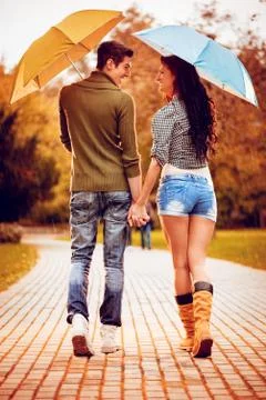 Walking In The Rain Stock Photos