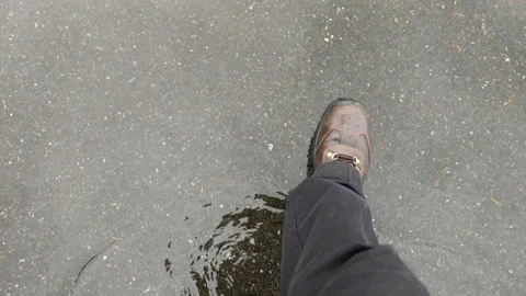 Walking in the rain slow motion 120fps Stock Footage 143445913