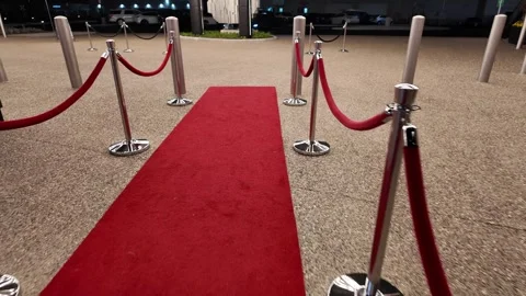 Walking on Red Carpet Outside Building at Night Event Stock Footage 332072132