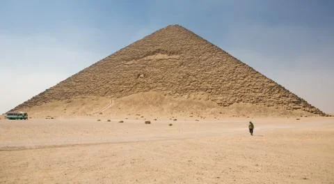Walking by the red pyramid Stock Photos