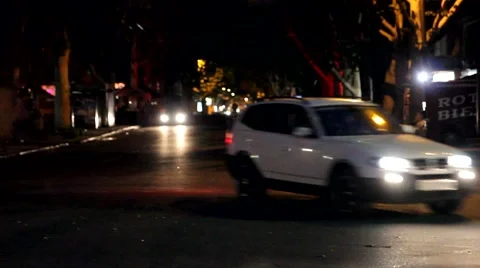Walking on the road at night Stock Footage 40433681