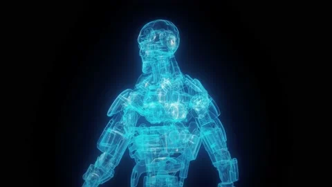 Walking Robot Hologram Close Up Stock Footage 172228200
