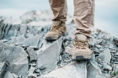 Walking on rocks Stock Photos