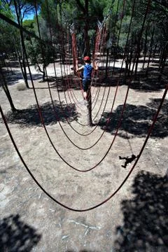 Walking on the ropes Stock Photos