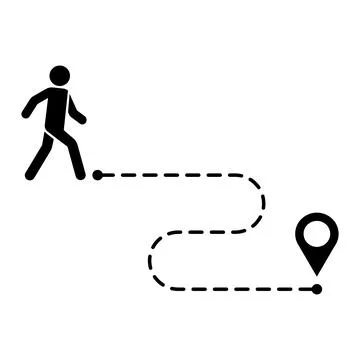 Walking route icon in flat style. Stock Illustration