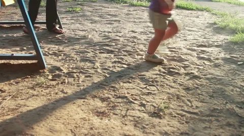 Walking on sand, footsteps in sand Stock Footage 55597495