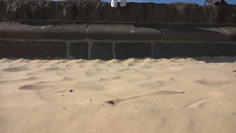 Walking in Sand, Sunset Stock Footage 69740569