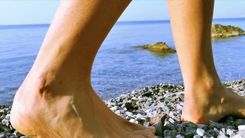 Walking on sandy beach Stock Footage 78781981