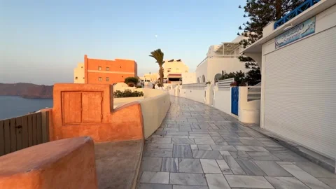 Walking in Santorini During Golden Hour Santorini, Greece 09/23/2026 Stock Footage 346254953