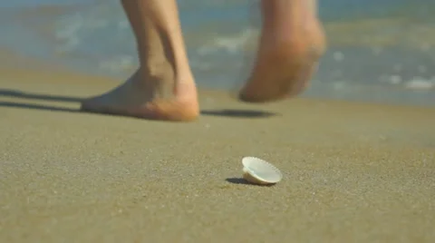 Walking on sea beach 스톡 동영상 10908082