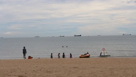 Walking on the sea Stock Footage 91238076