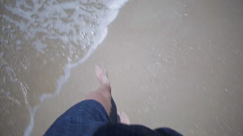 Walking on sea side water. Stock Footage 40059558