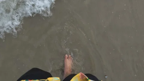 Walking in Sea at sunset in summer Stock Footage 240235035