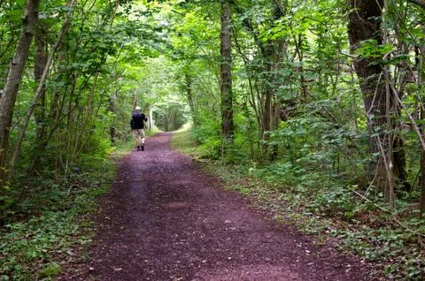 Walking senior at a footpath Stock Photos