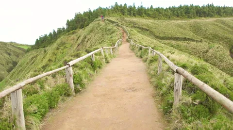 Walking From the Sete Cidades Stock Footage 61054127