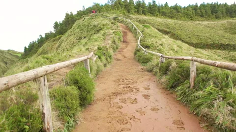 Walking From the Sete Cidades, second shot Stock Footage 61055156