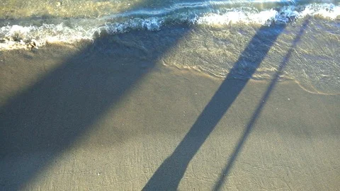 Walking Shadow near the Beach Stock Footage 93364794