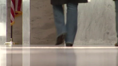 Walking On Shiny Refelctive Floor Stock Footage 366969