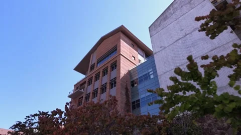 Walking shot of Davis Hall at UC Berkeley in California Stock Footage 346004165