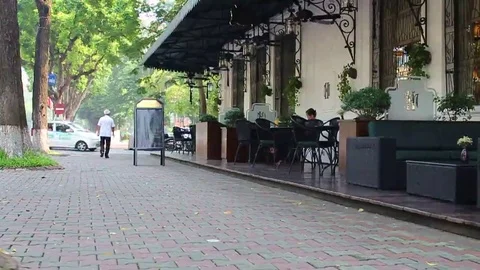 Walking on the sidewalk Stock Footage 69185969