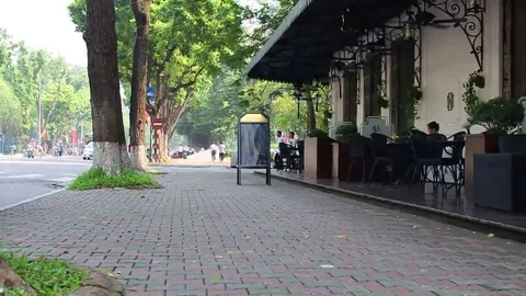 Walking on the sidewalk Stock Footage 69187817