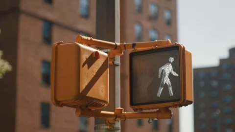 Walking Sign NYC Stock Footage