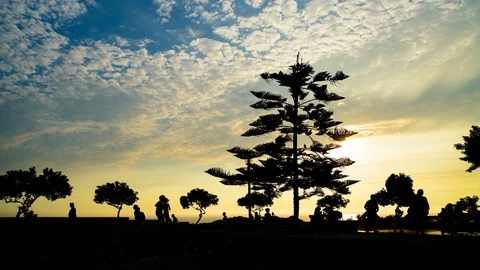 Walking Silhouettes in Lima Stock Footage 96807499