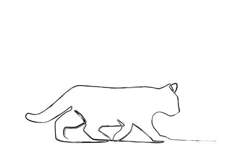 Walking simple vector crayon or chalk sketch single one or continuous line Stock Illustration