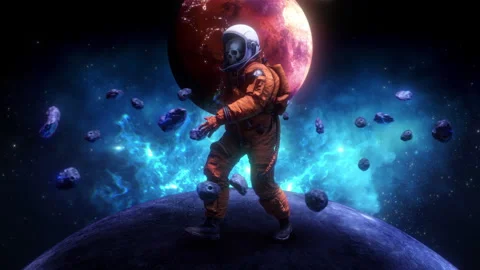 Walking Skeleton Astronaut 스톡 동영상 272943198
