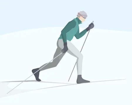 Walking skier illustration Stock Illustration