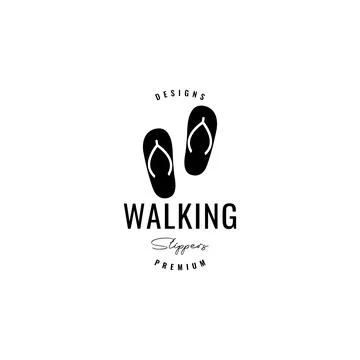 Walking slippers logo design vector Stock Illustration