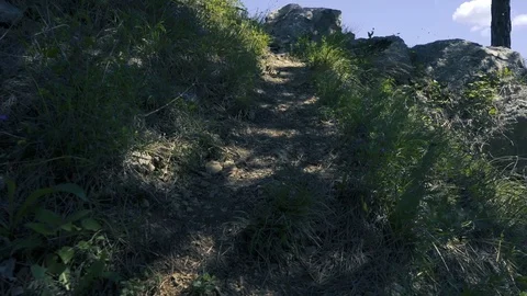 Walking on a small road up to landscape Stock Footage 112777765