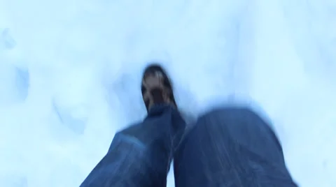 Walking in the snow Stock Footage 33476746