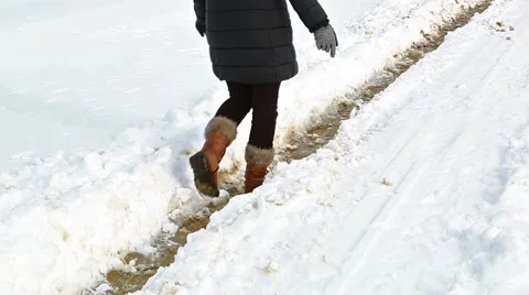 Walking on the snow Stock Footage 46264993