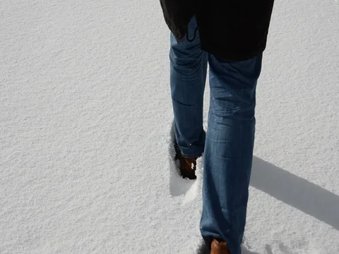 Walking on the snow Stockbeeldmateriaal 77098569