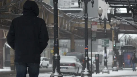 Walking in the snow 스톡 동영상 87765047