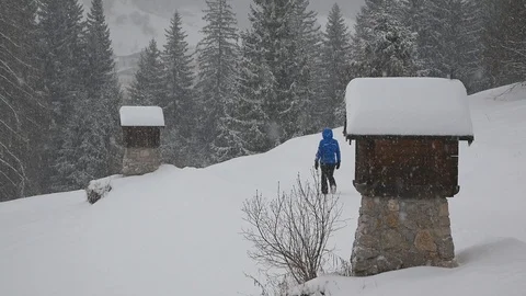 Walking in the snow Stock Footage 88387258
