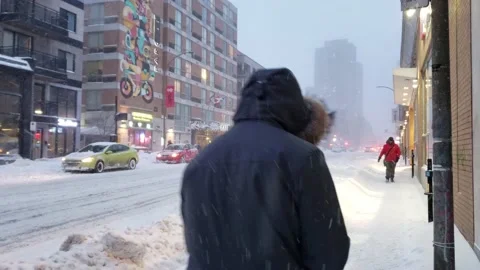 Walking in snow Stock Footage 131184276