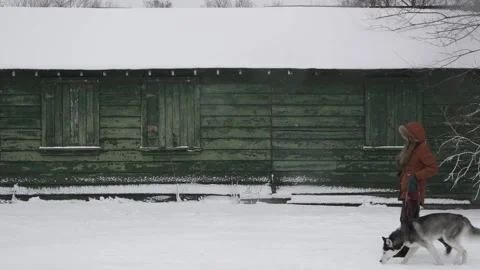 Walking on the Snow Stock Footage 147299568