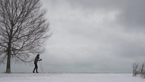 Walking on the Snow Stock Footage 147299788