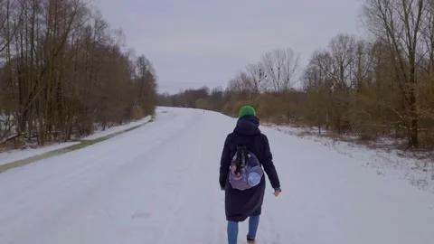 Walking in the snow Video stock 148577381