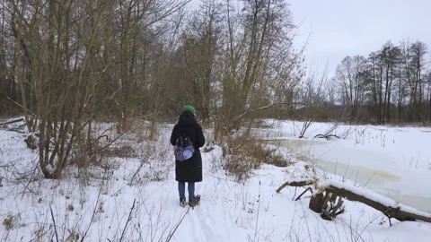 Walking in the snow Stock Footage 148578825