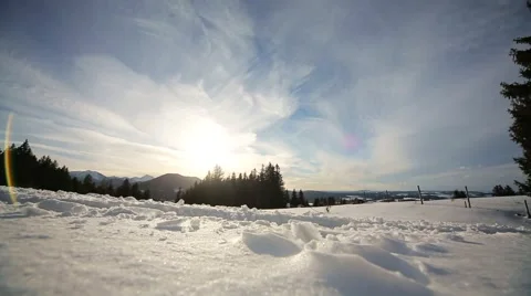Walking in a snow landscape Stock-Footage 48601101