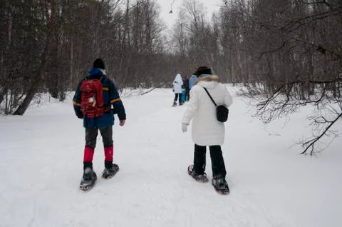 Walking on snow 스톡 사진