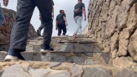 Walking on stairs Video stock 314879184