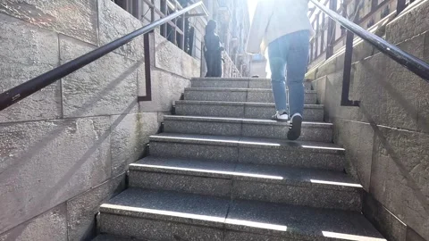 Walking Up Stairs in Paris Stock Footage 301509158