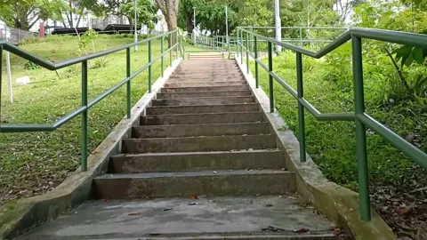 Walking Up the Stairs in a Park Vidéo 231308500