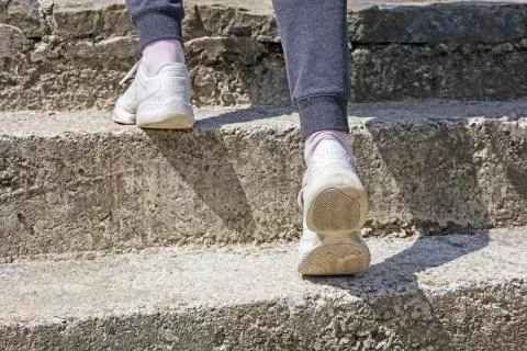 Walking up on the stairs Foto stock