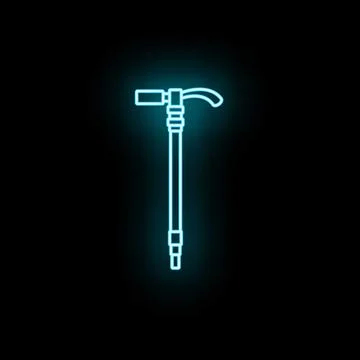 Walking stick blue neon icon showing orthopedic assistance Stock Illustration