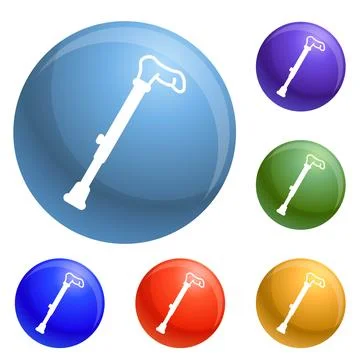 Walking stick icons set Illustration